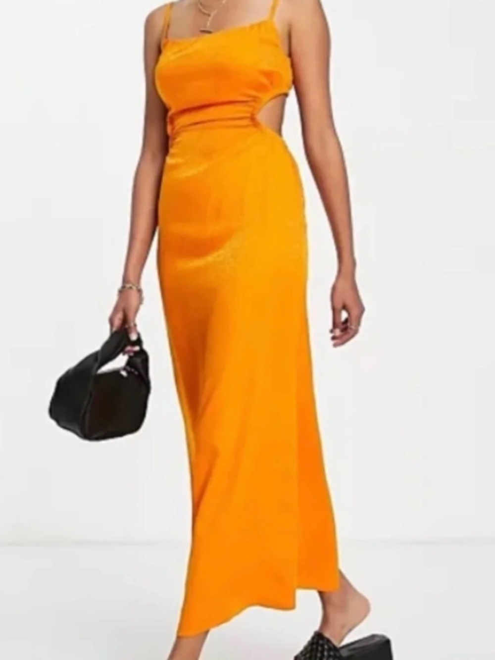 & Other Stories Midi Cami Dress with Cut Out sides in Orange in XS